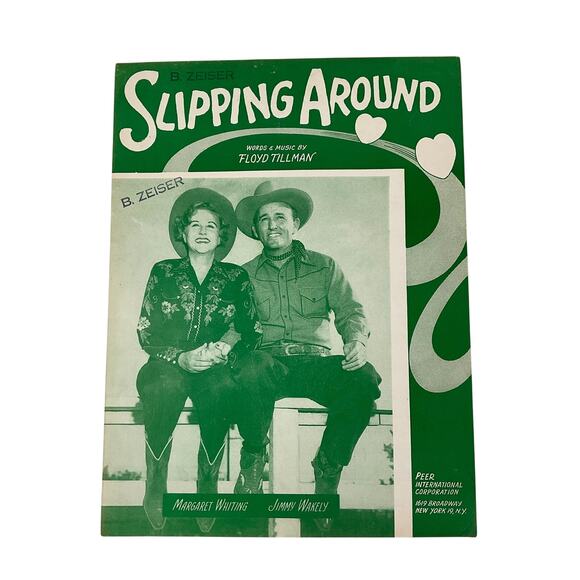 Slipping Around Sheet Music 1949 Floyd Tillman Margaret Whiting Jimmy Wakely - Picture 1 of 6